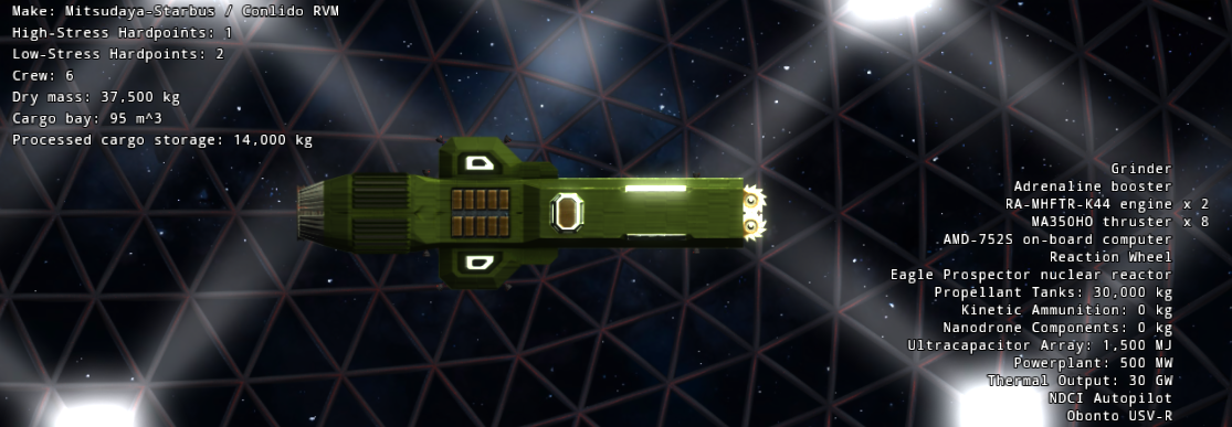 A Vulture Prospector in the fleet menu