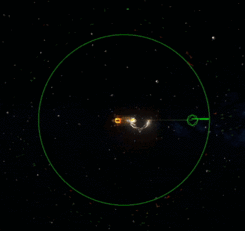 Colored lines (mainly green or red) around the main autopilot bubble change as the ship moves